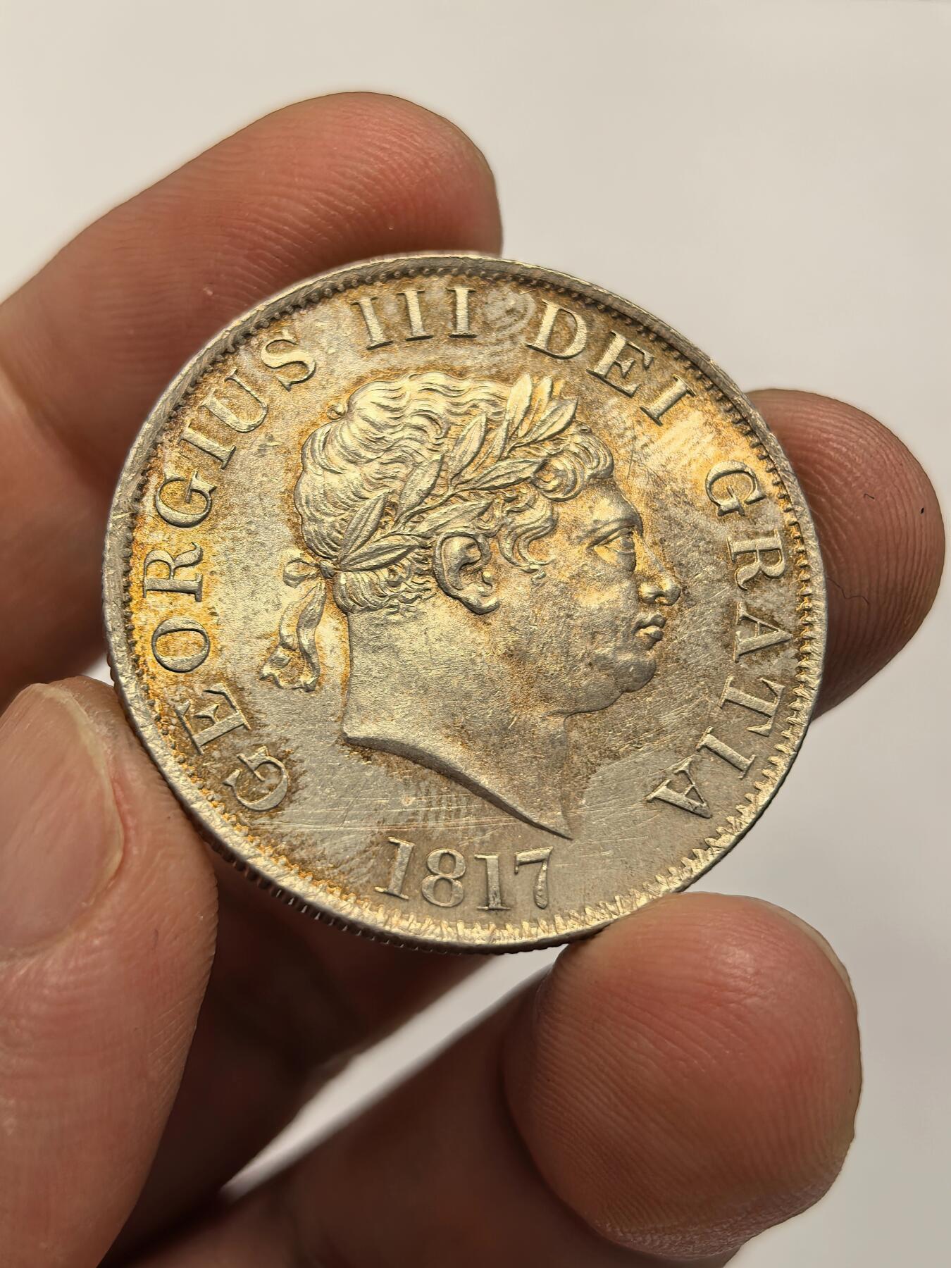 博洋堂世界钱币拍卖第151期（全场包邮） 英国1817年乔治三世半克朗银币 UNC味道币