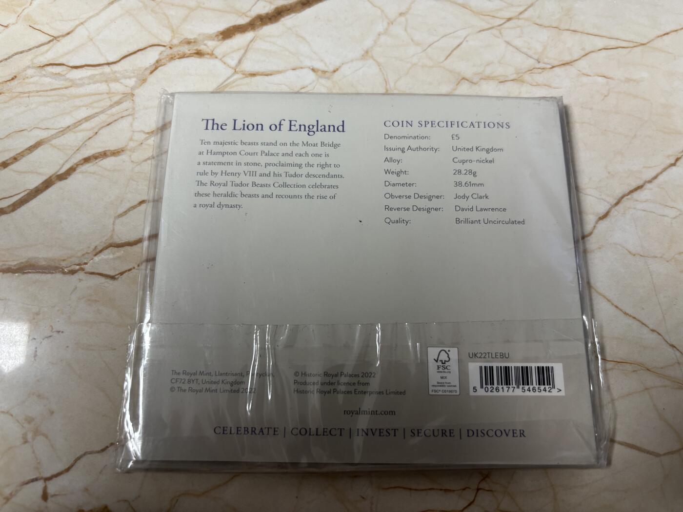 第185期拍卖 卡册英国2022年纹章皇家兽系列雄狮铜镍合金纪念币