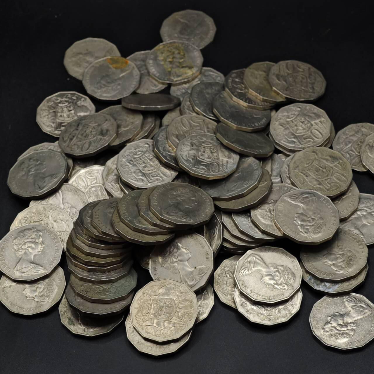 【淘币小摊】实时拍第八百二十五拍   散币场   满百包邮可预留二周 每周一统一发货   澳大利亚50分98枚