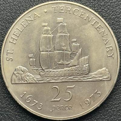 ＜小葵钱铺＞第67期·克朗币·银币场·满200包邮，不寄存·12月15日发货 - 圣赫勒拿1973年发现圣赫勒拿300周年25便士克朗型纪念币