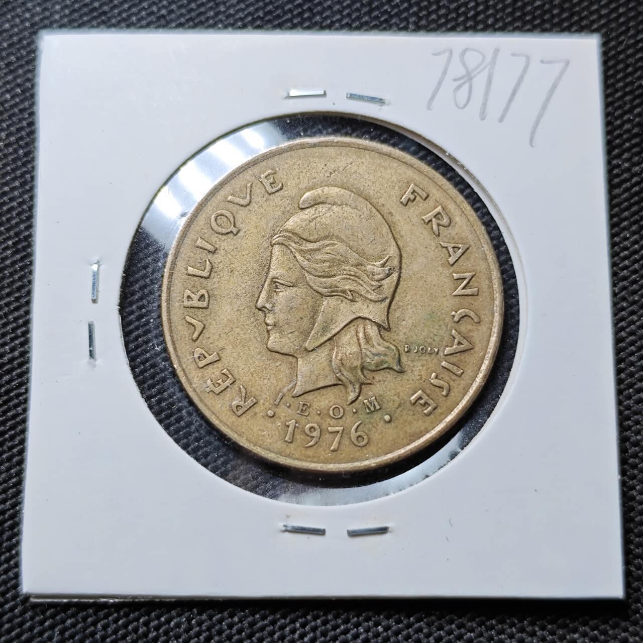 KK钱币收藏小铺 第378期  2月预留时间 周末发货  1976法属新喀里多尼亚100法郎