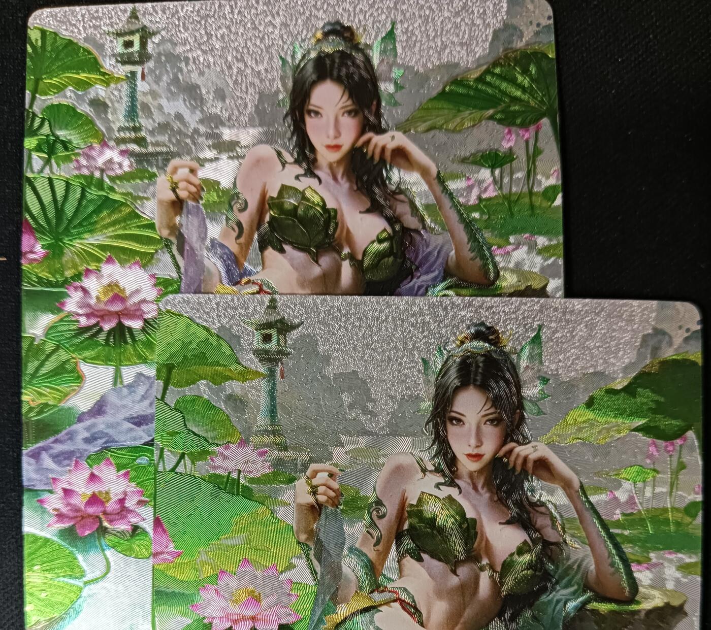 花开卡拍第53期（12月28号周日截拍，品控勿拍!!!拍品不寄存，运费5元，自制卡难免瑕疵，可能存在轻微撞角爆边等出厂瑕疵，品控介意勿拍！） 1、奇点卡牌 澜釉子灵魅仙踪 青蛇原色+冷烫异色一对