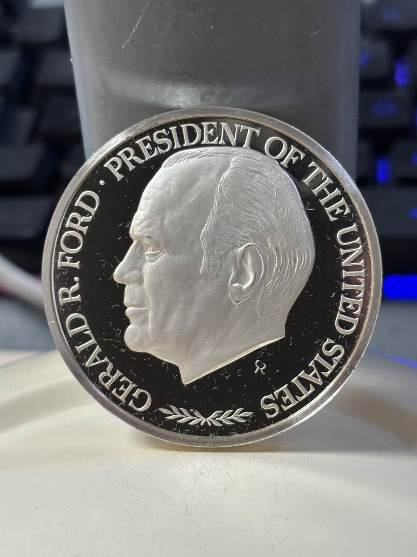第184期拍卖 1974年美国总统杰拉尔德·福特纪念银章，925银，32.24克银价413