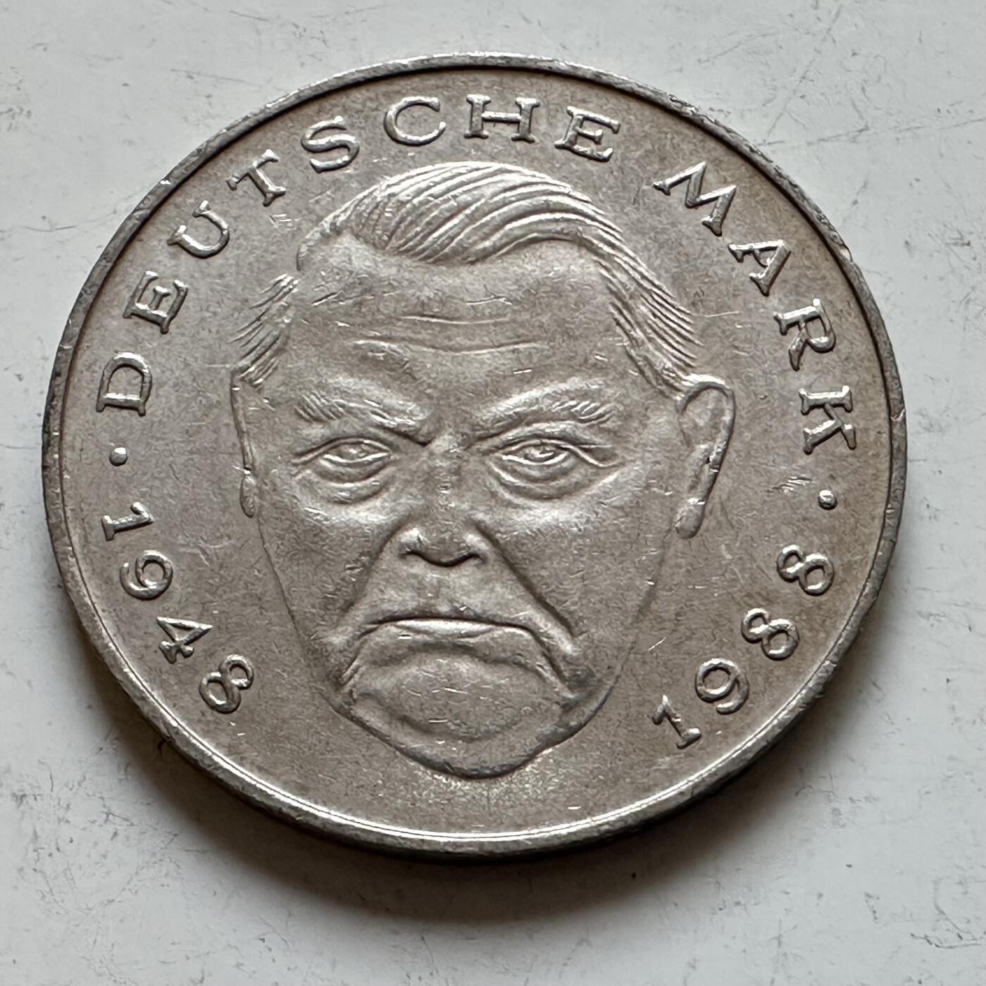 🌹外币初藏🌹🐯2025年第140场  每周二四六晚8️⃣点 接代拍 德国1993年F版 2马克 艾哈德