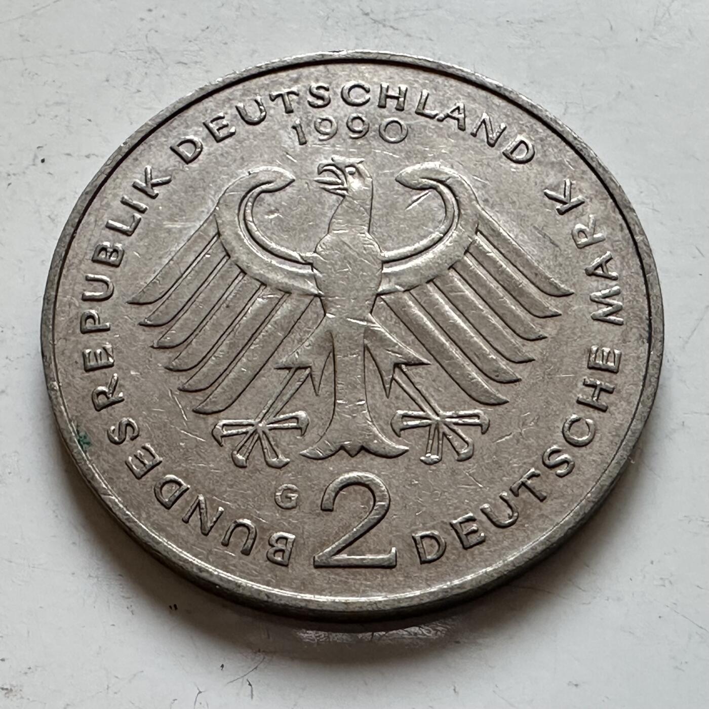 🌹外币初藏🌹🐯2025年第140场  每周二四六晚8️⃣点 接代拍 德国1990年G版 2马克 艾哈德