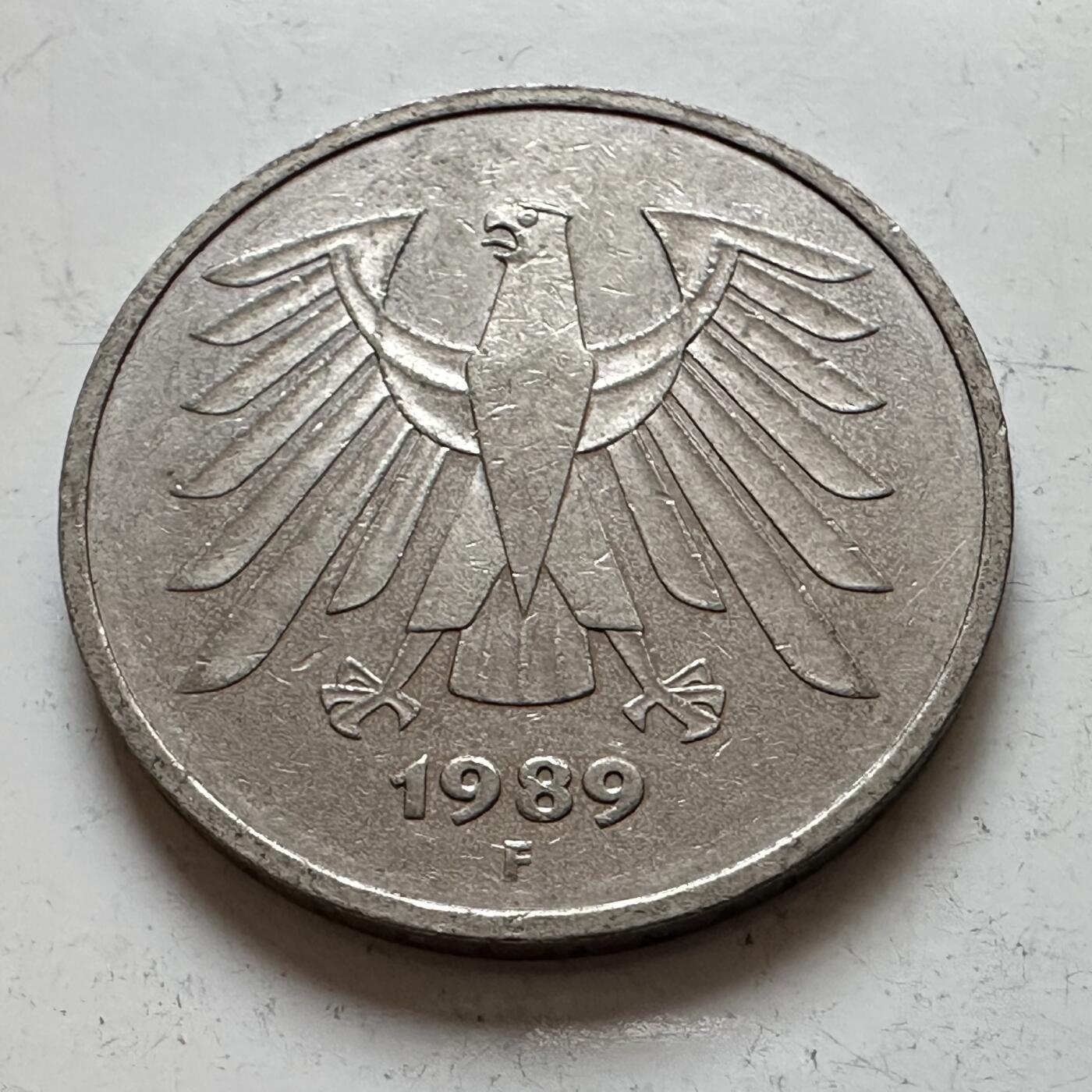 🌹外币初藏🌹🐯2025年第140场  每周二四六晚8️⃣点 接代拍 德国1989年F版5马克