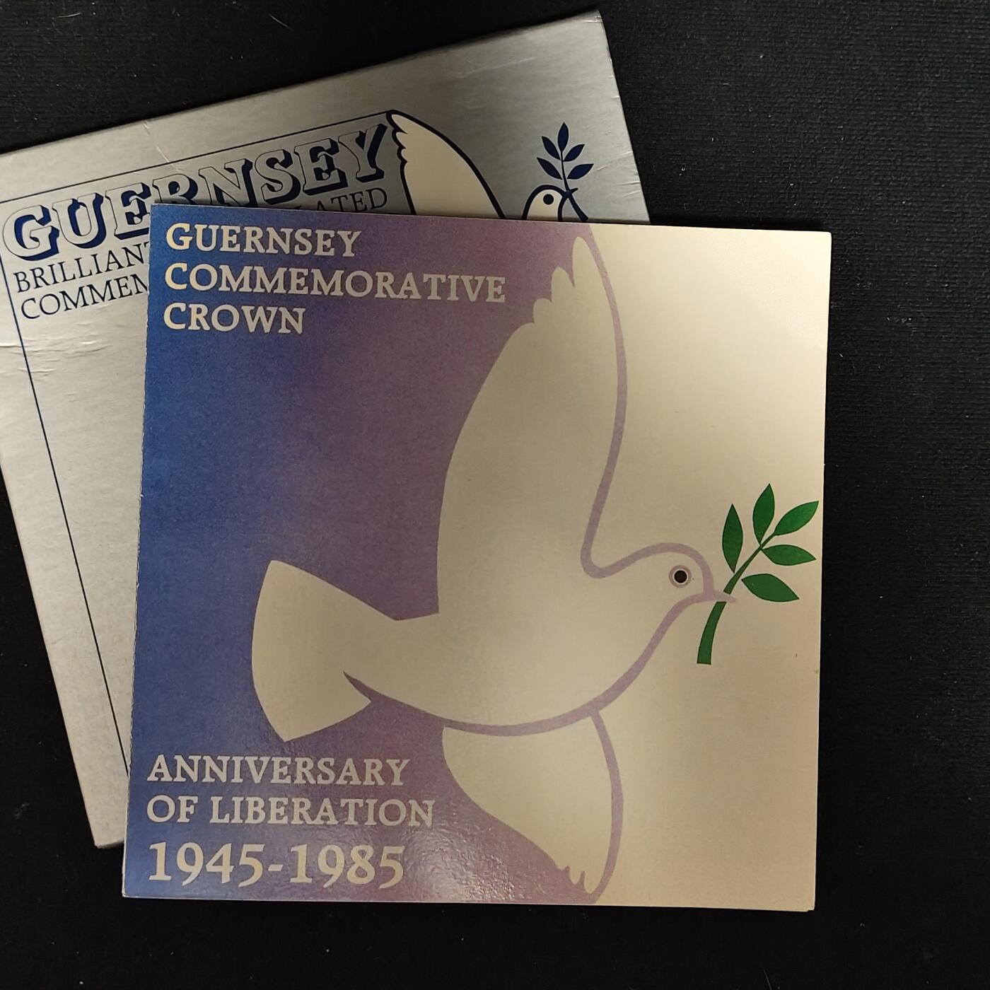 【全场包邮】纯粹捡漏拍485场（免费代拍第22场） 根西1985年2镑解放40周年官方卡装克朗型纪念币