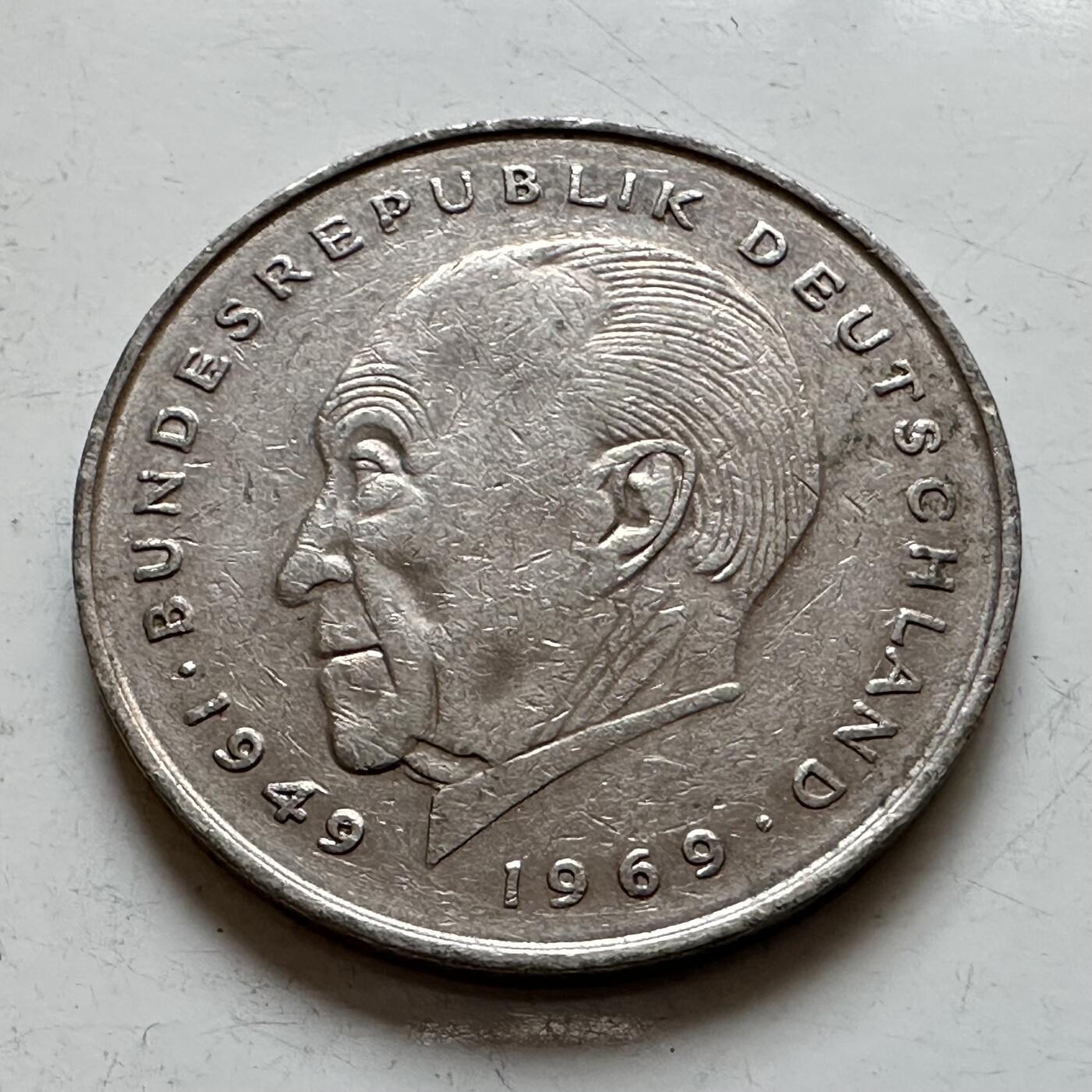 🌹外币初藏🌹🐯2025年第140场  每周二四六晚8️⃣点 接代拍 德国1979年D版 2马克 阿登纳