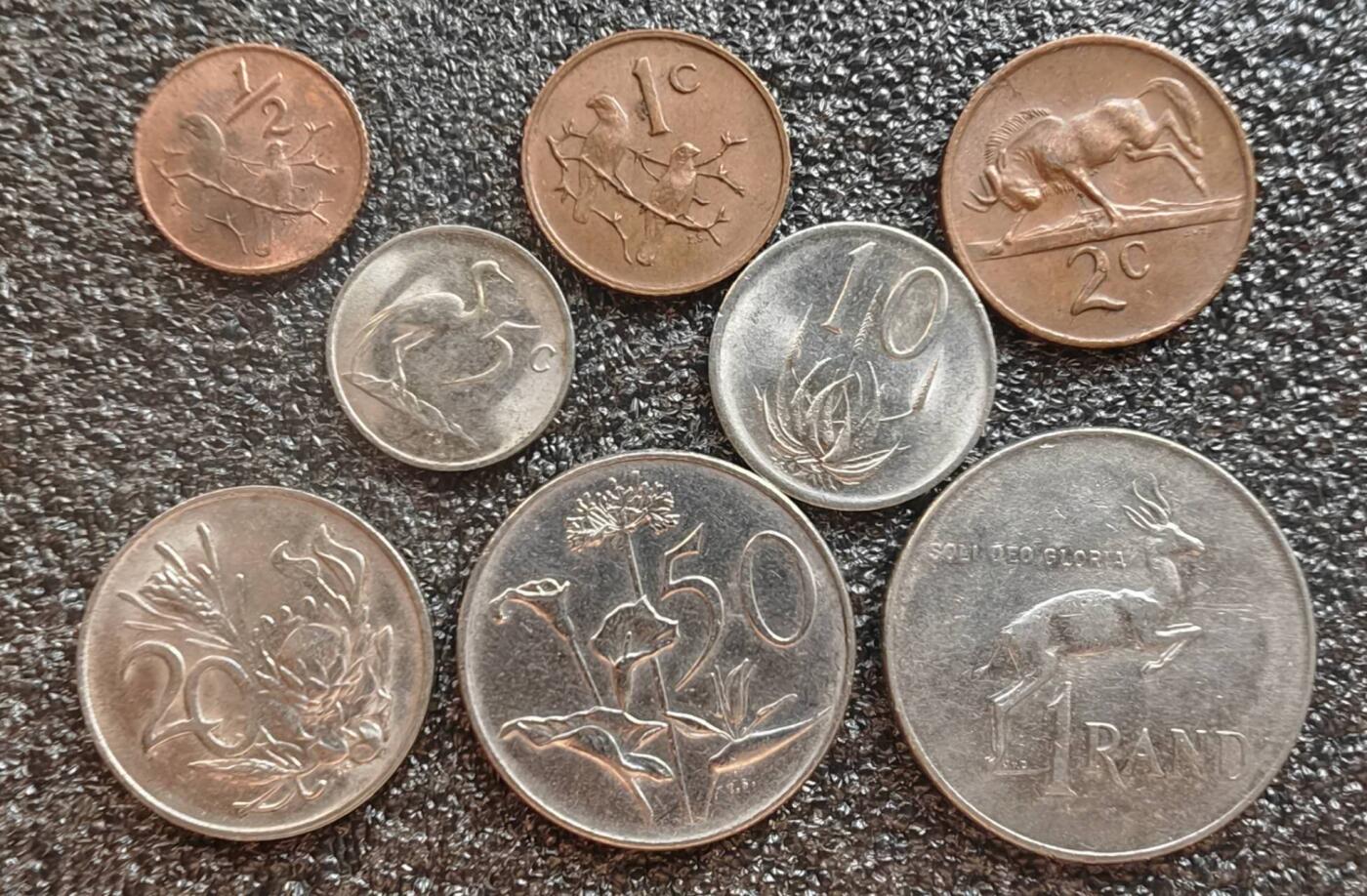 南非硬币 1970-1986年1/2分-1兰特8枚套