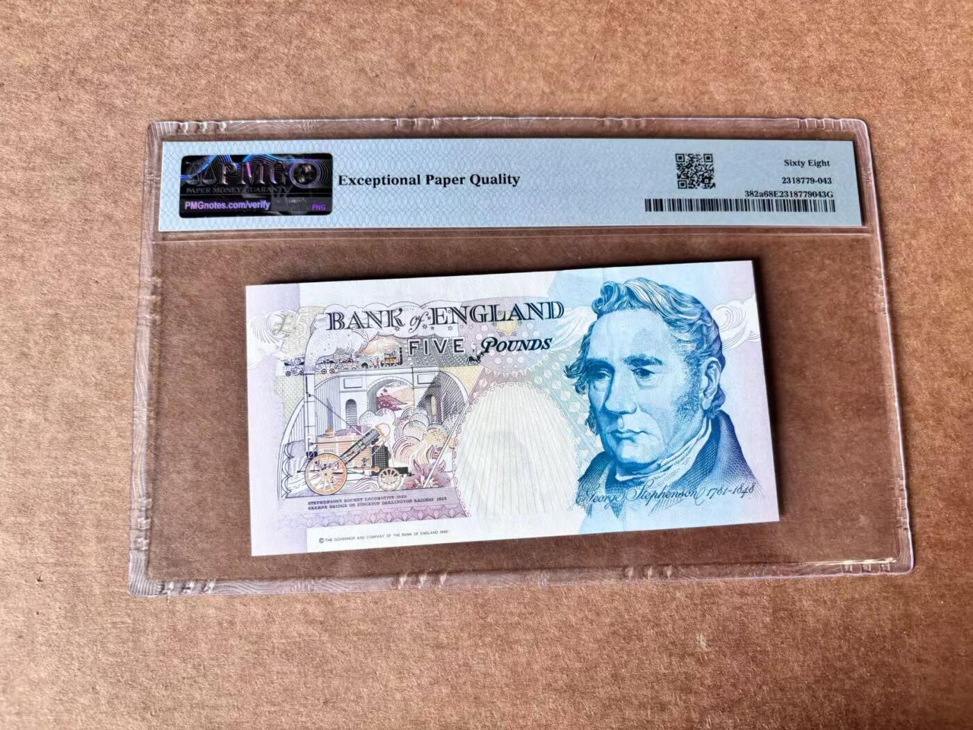 【Blue Auction】世界纸币精拍第761期——18级TOP拍卖/信誉/品质/专业/高效💫 【无47】英国 1990年 5镑 PMG68EPQ 高分