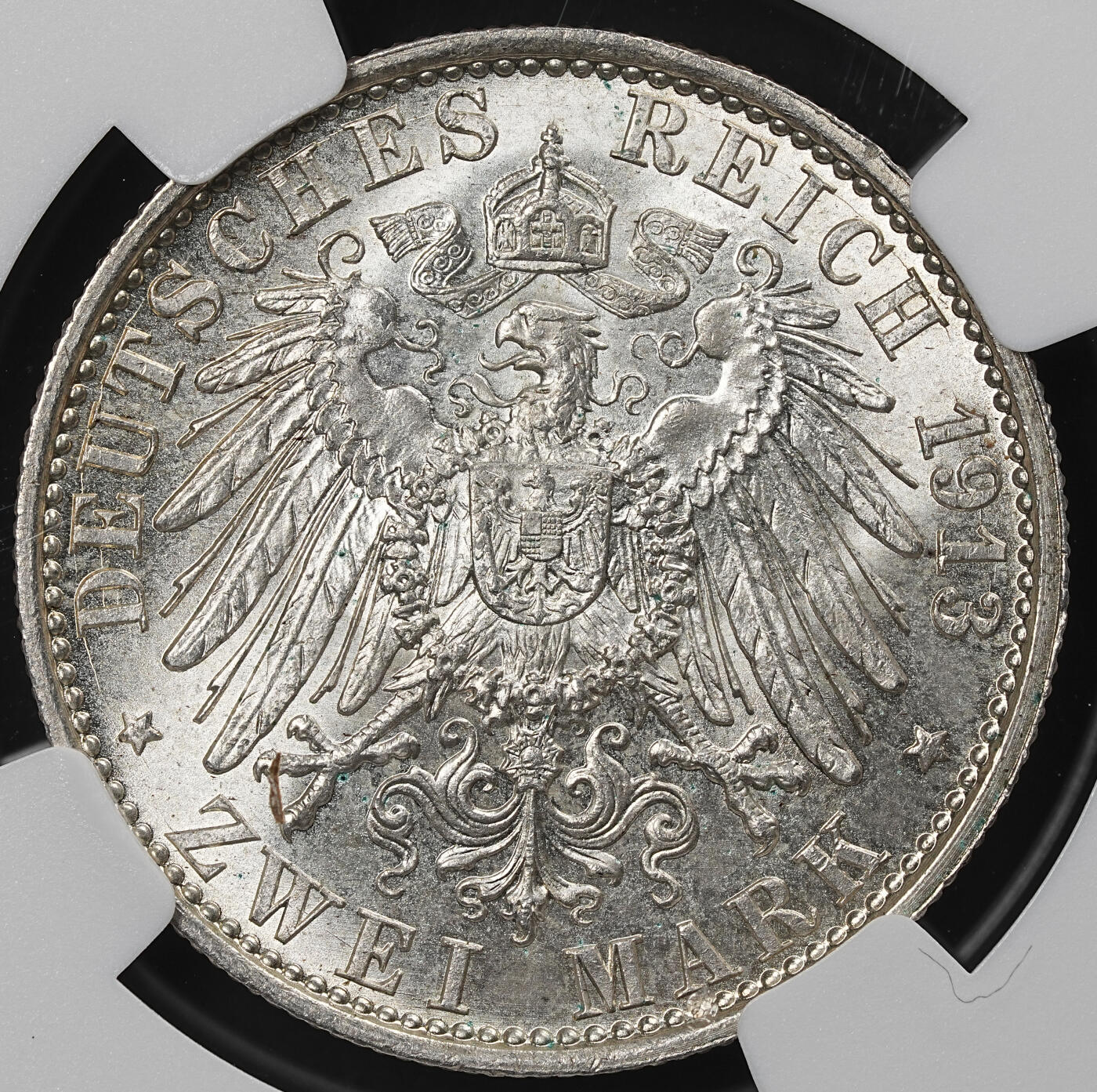 修遠堂世界钱币第九十七期 NGC MS63 1913年普鲁士威廉二世登基25周年纪念2马克银币