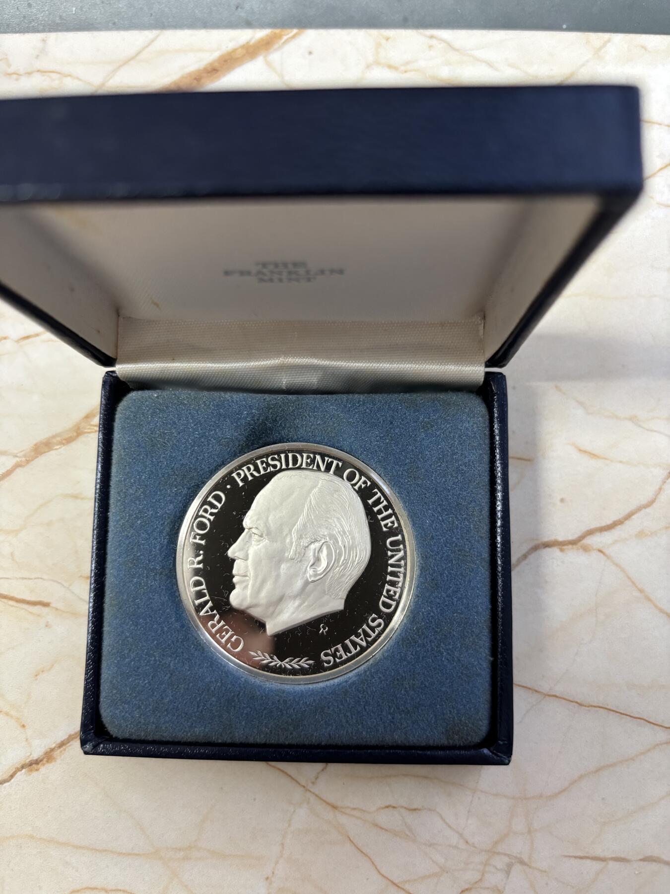 第184期拍卖 1974年美国总统杰拉尔德·福特纪念银章，925银，32.24克银价413