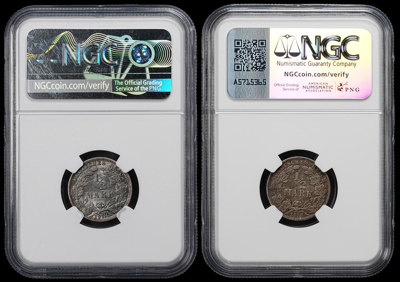 修遠堂世界钱币第九十七期 NGC评级 德国1/2马克银币两枚