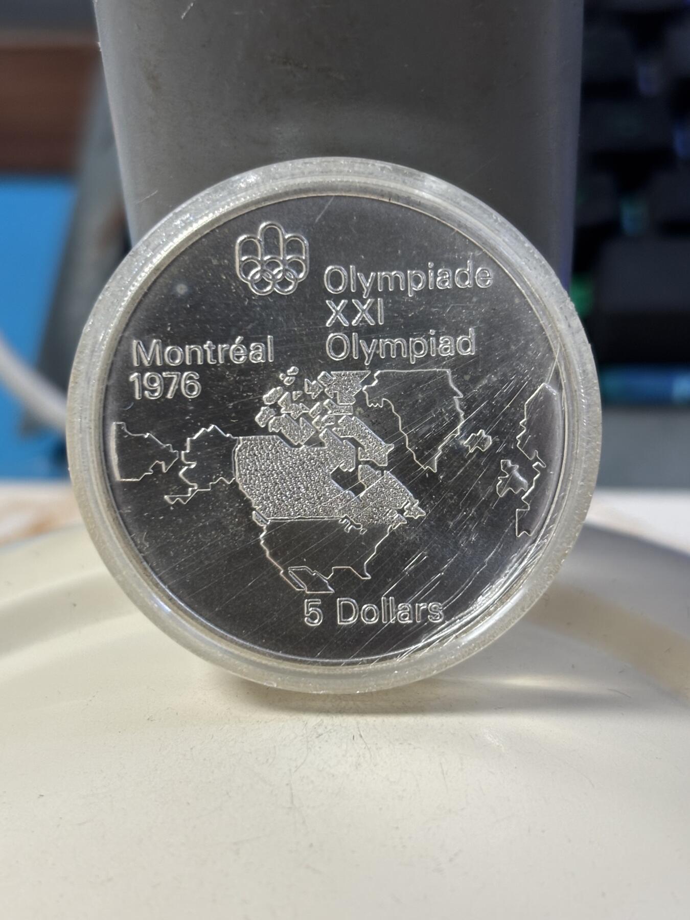 第184期拍卖 加拿大1973年发行1976年蒙特利尔奥运24.7克银币，925银银价317