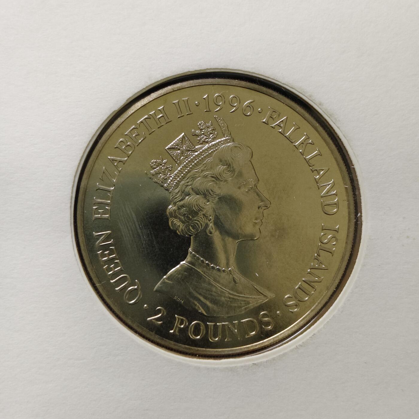 【全场包邮】纯粹捡漏拍485场（免费代拍第22场） 【邮币封】福克兰群岛1996年2镑亨利八世克朗型纪念币邮币封