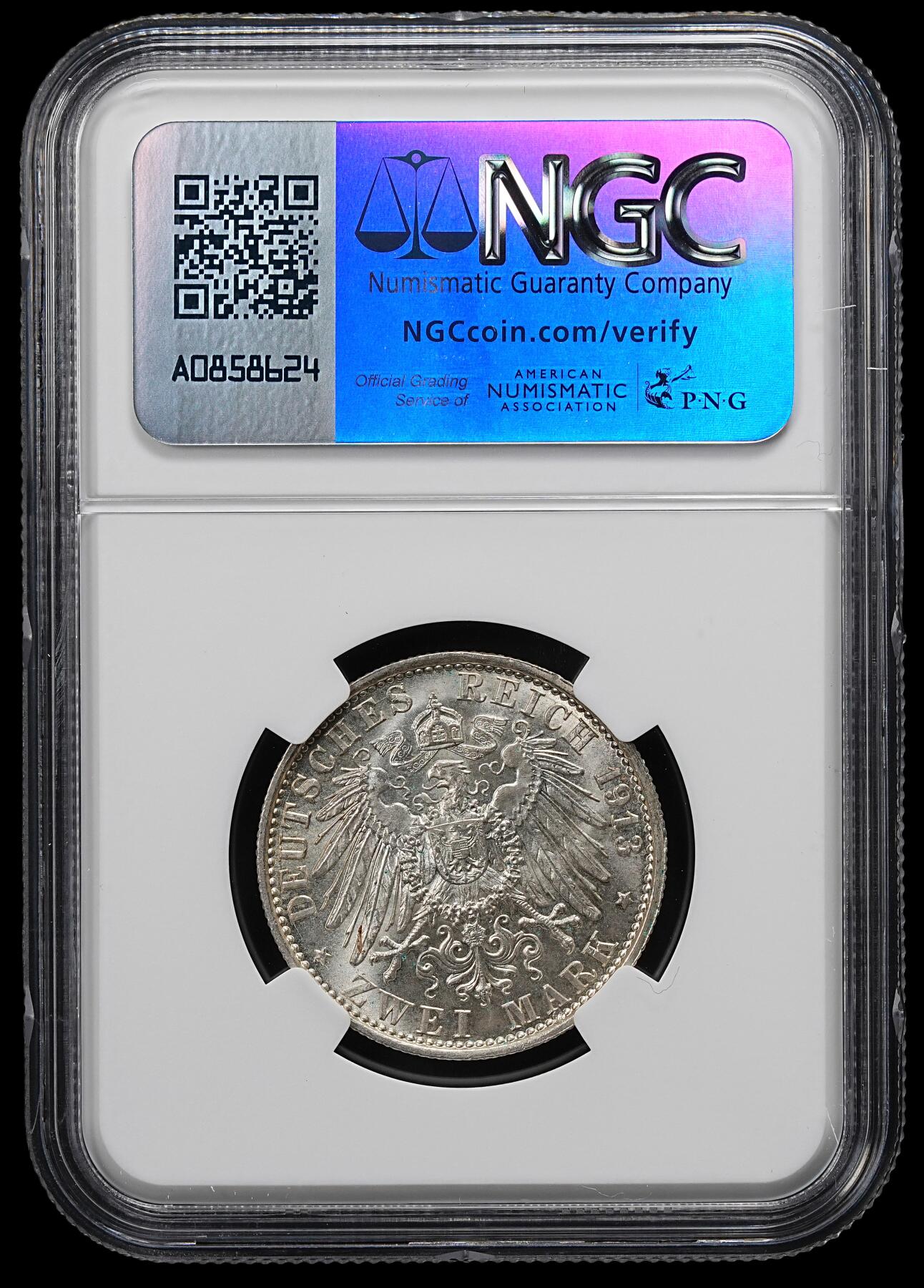 修遠堂世界钱币第九十七期 NGC MS63 1913年普鲁士威廉二世登基25周年纪念2马克银币