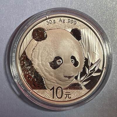 【国外老银币、熊猫币、银币邮册、】限时专拍 - 2018年熊猫银币一枚（30克）