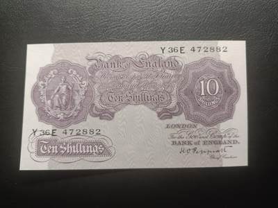 2025十二月第三期，总208期 - 英格兰战时A序列10先令UNC-，有别于战前战后普通的红色版本用紫色印刷