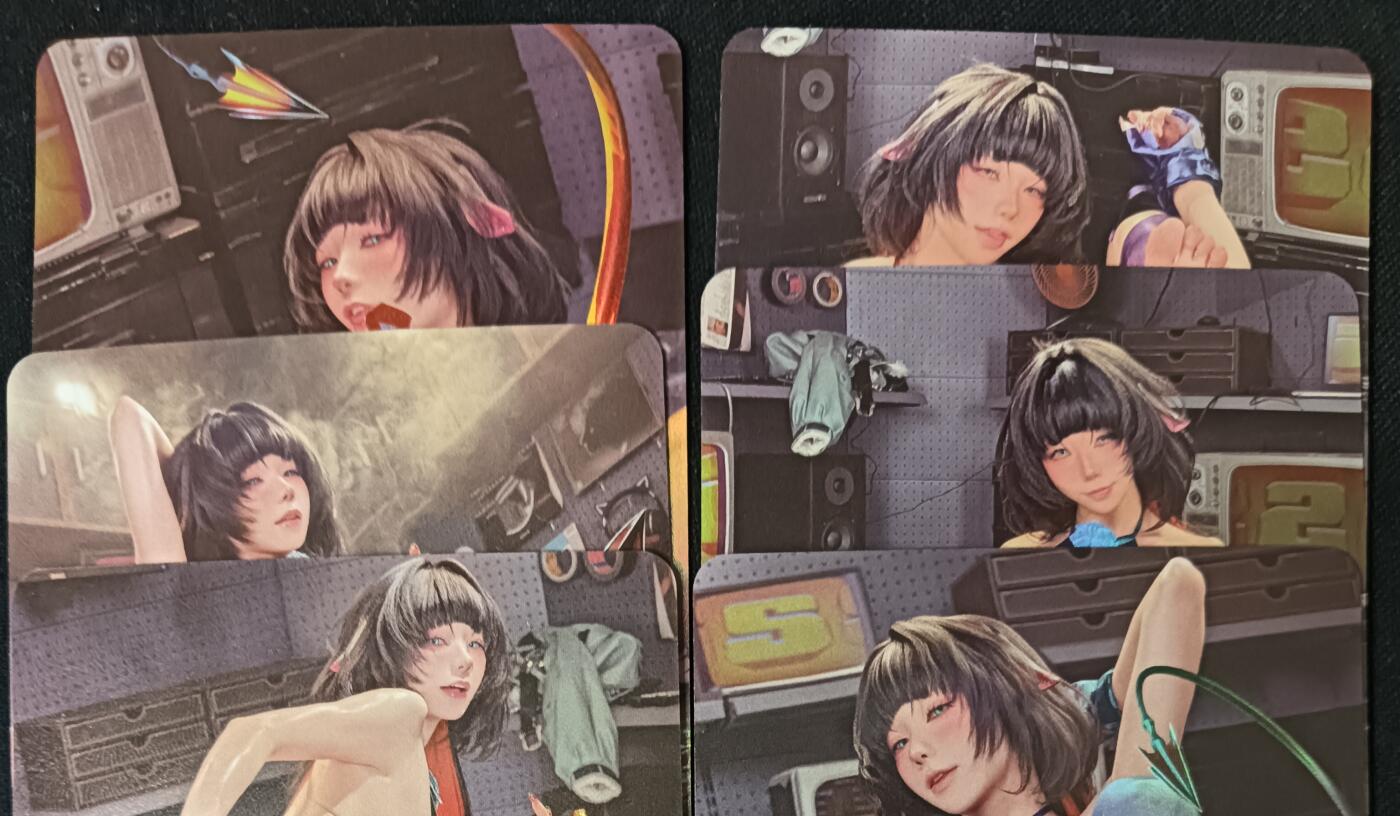 花开卡拍第61期（3月7号周六截拍，品控勿拍!!!拍品不寄存，运费5元（新疆需补运费差价或顺丰到付），自制卡难免瑕疵，可能存在轻微撞角爆边等出厂瑕疵，品控介意勿拍！） 墨卡 cos 绝区零 彩闪6张