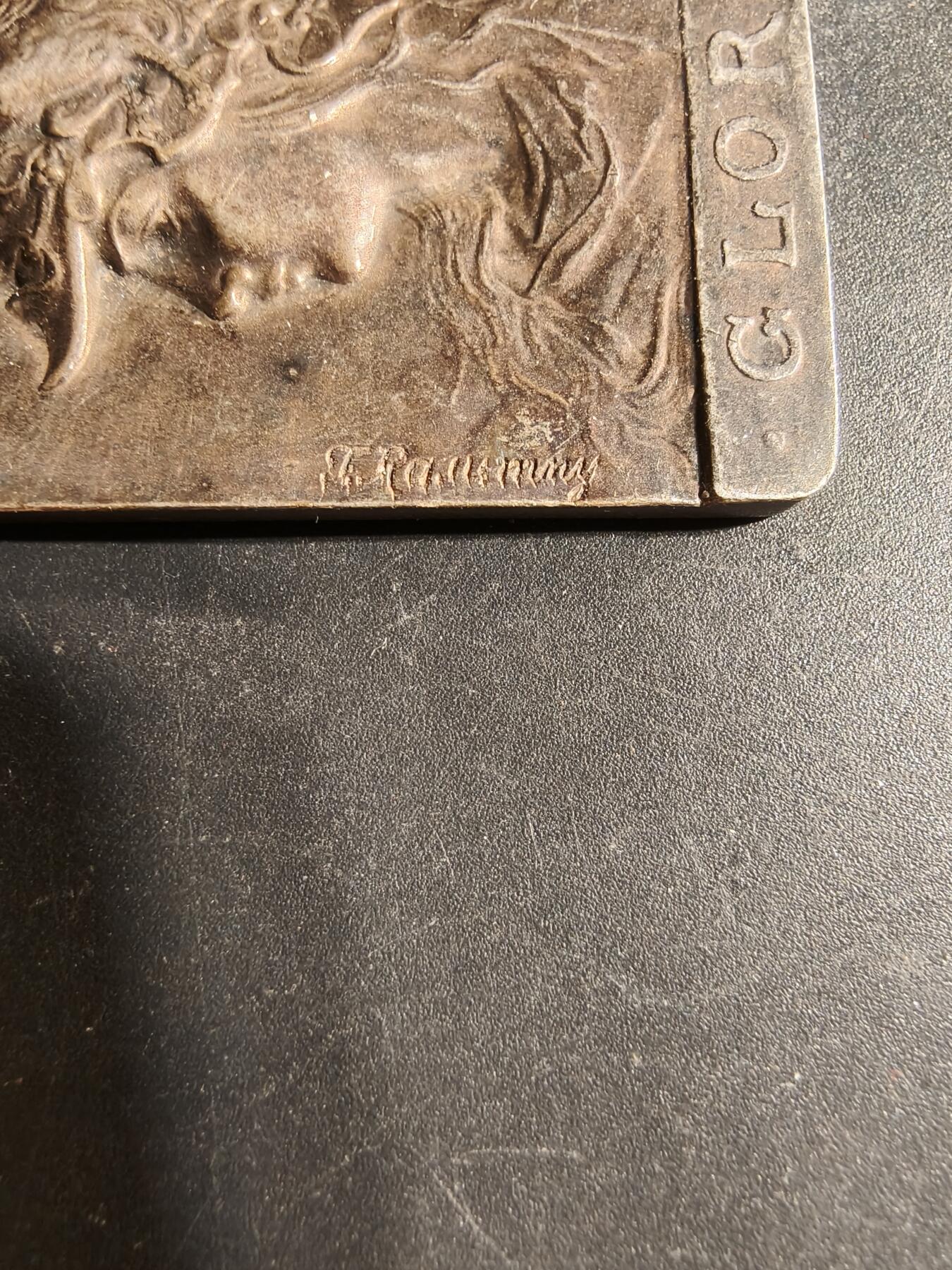 老王徽章第169期   法国玛丽安娜方形镀银大铜章 大师Rusmuny作品 公鸡头玛丽安娜 尺寸34×45mm. 重量31.7g