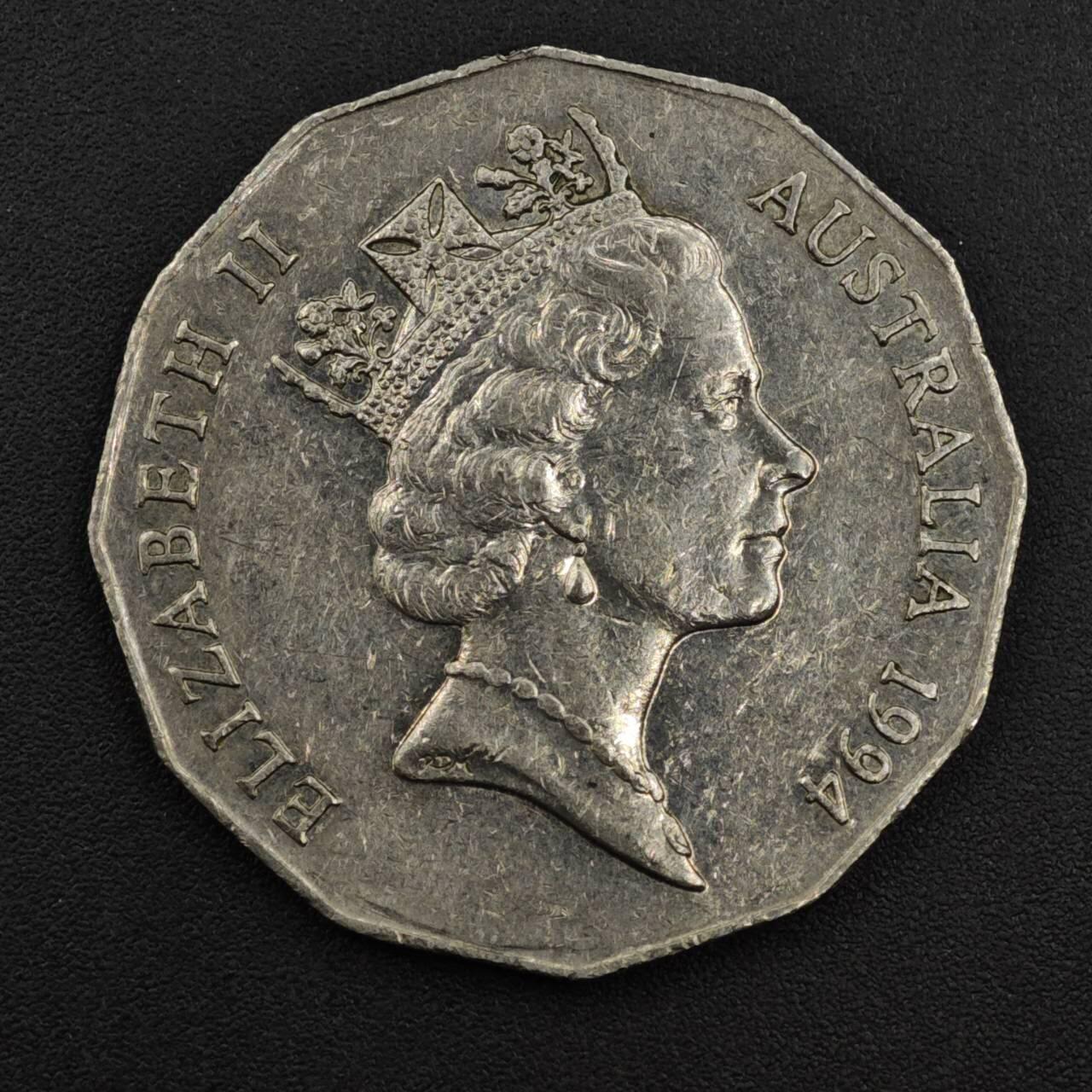 【淘币小摊】实时拍第八百二十五拍   散币场   满百包邮可预留二周 每周一统一发货   澳大利亚1994年50分纪念币