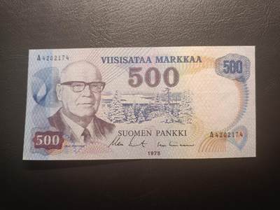 2025十二月第三期，总208期 - 芬兰1975版500马克AUNC首冠A，作为小国在大国之间优雅回旋的教科书级政客乌尔霍.吉克宁，稀有高面值品种