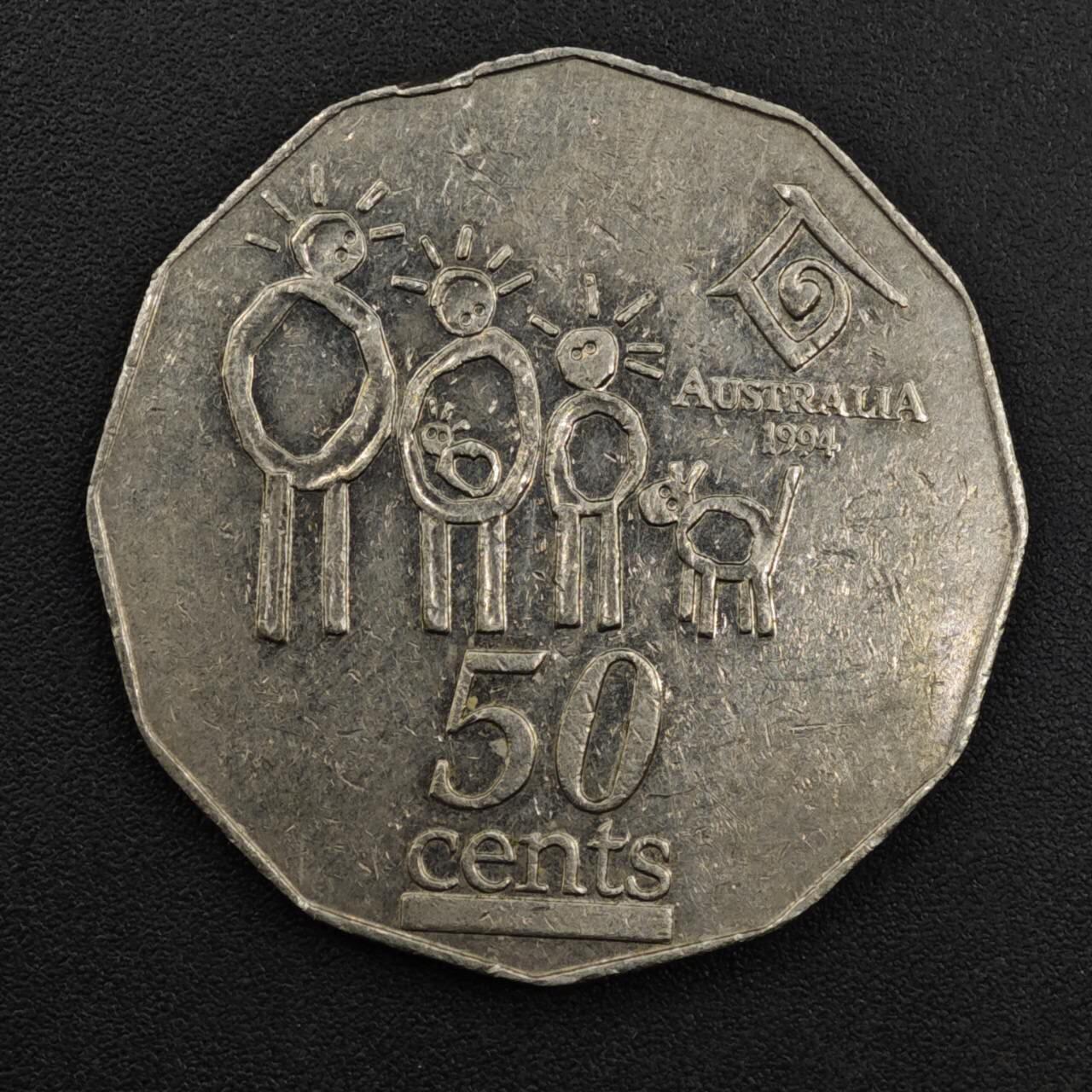 【淘币小摊】实时拍第八百二十五拍   散币场   满百包邮可预留二周 每周一统一发货   澳大利亚1994年50分纪念币