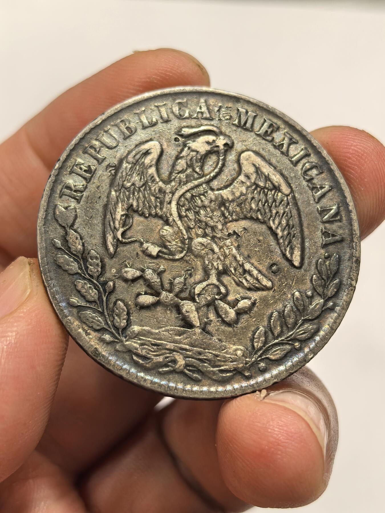 博洋堂世界钱币拍卖第151期（全场包邮） 墨西哥花边鹰洋1877HO AF酱彩全羽 七级币