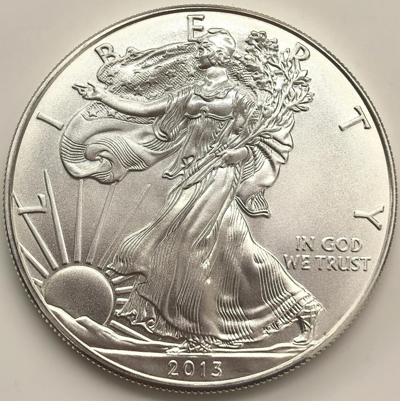 博洋堂世界钱币拍卖第151期（全场包邮） 美国2013年行走女神鹰大银元，双面丝绸转光，品相顶级