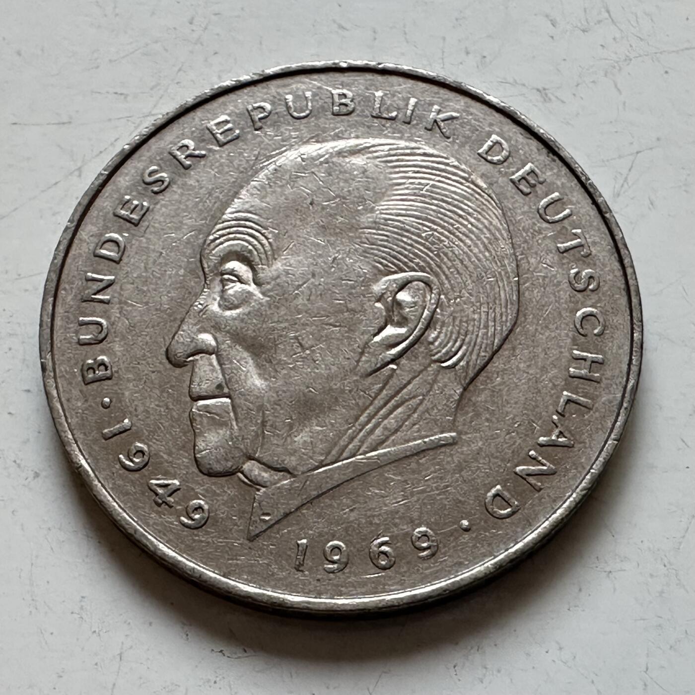 🌹外币初藏🌹🐯2025年第140场  每周二四六晚8️⃣点 接代拍 德国1987年F版 2马克 阿登纳