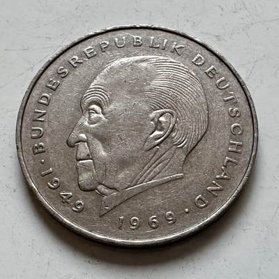 🌹外币初藏🌹🐯2025年第140场  每周二四六晚8️⃣点 接代拍 - 德国1987年F版 2马克 阿登纳