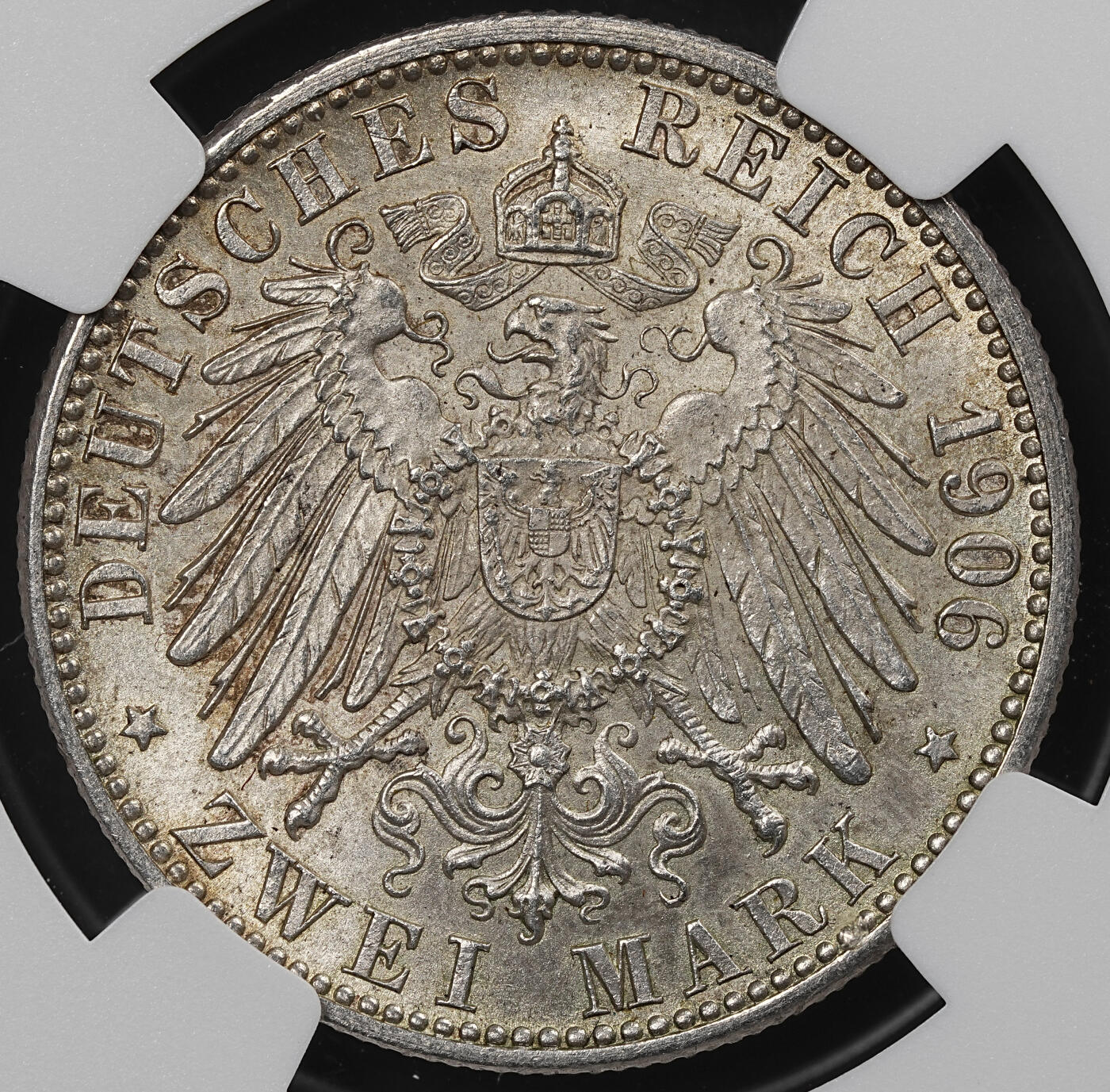 修遠堂世界钱币第九十七期 NGC MS64 1906年巴登国王金婚纪念2马克银币