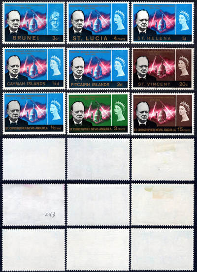 洪涛臻品批发群 精选邮票限时拍卖第1196期  - 1966年二战英国首相丘吉尔(1874-1965) 9枚不同英属地