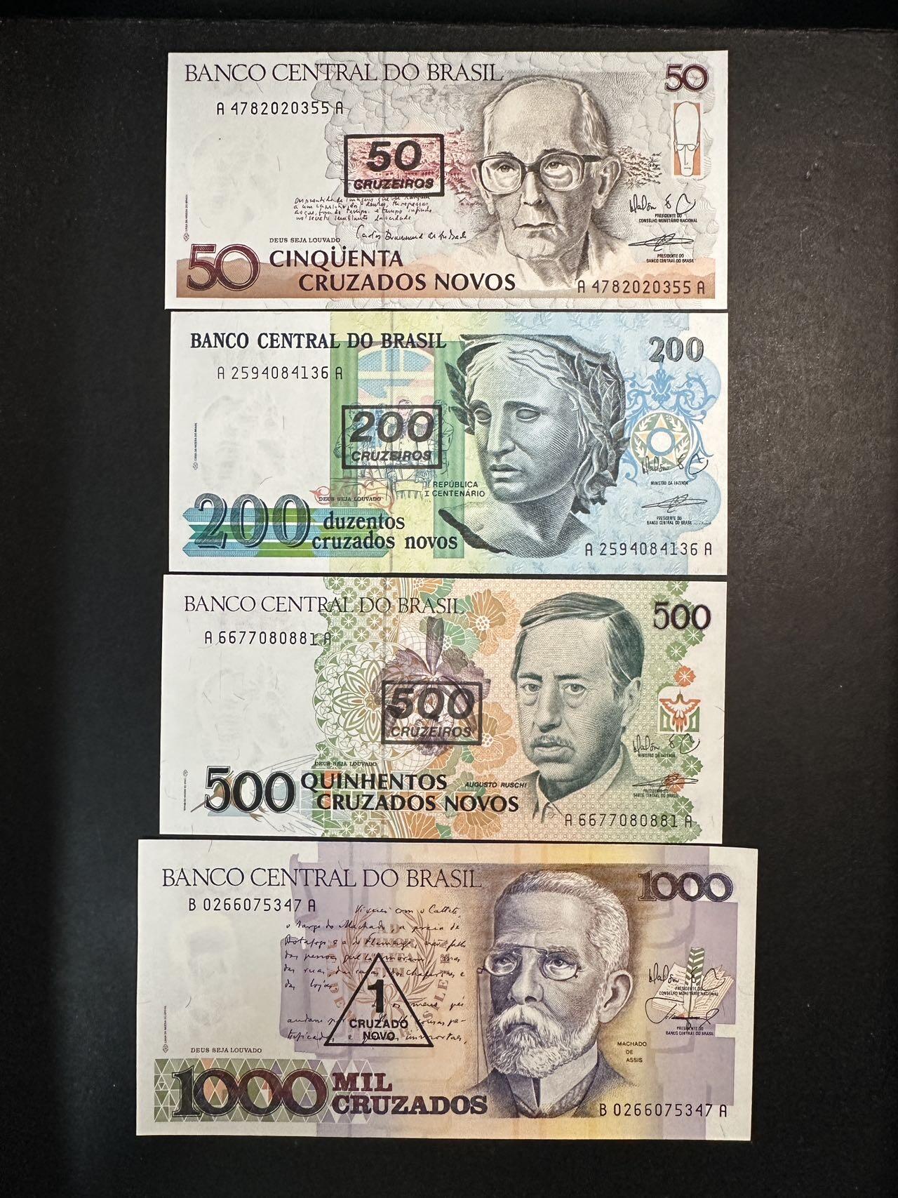 蒂克钱币-第51场 外国平价纸币最后一场 巴西1986-1990年版新克鲁扎多全新纸币，属于巴西恶性通胀时期的过渡货币，