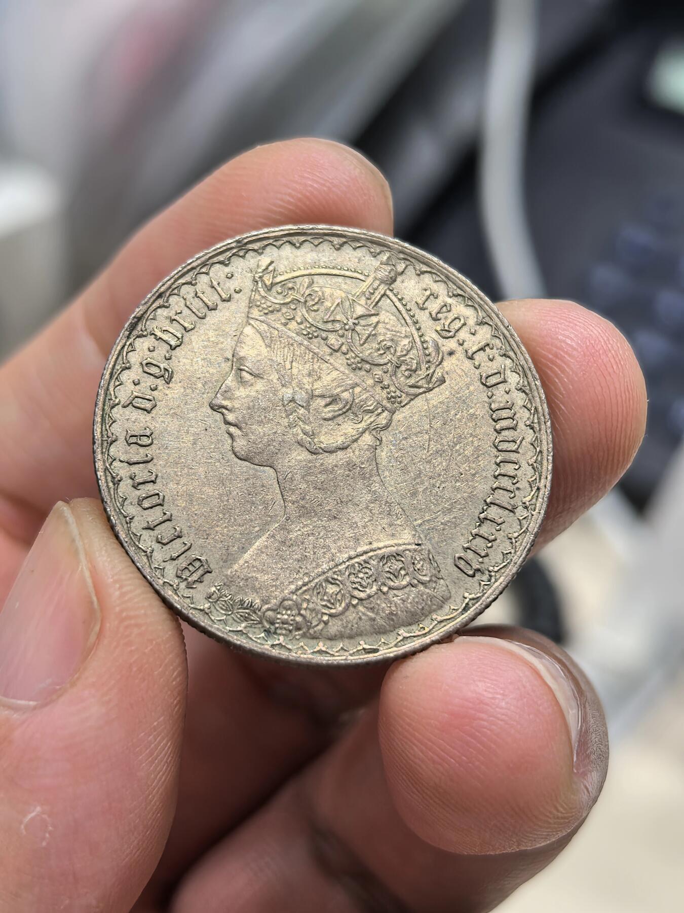 博洋堂世界钱币拍卖第151期（全场包邮） 英国1885年维多利亚哥特弗洛林，AU状态好品