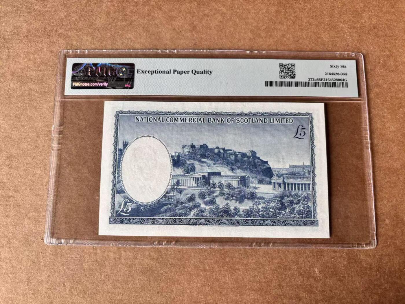 【Blue Auction】世界纸币精拍第761期——18级TOP拍卖/信誉/品质/专业/高效💫 苏格兰 1966年5镑 PMG66EPQ BWC出品 雕刻精美
