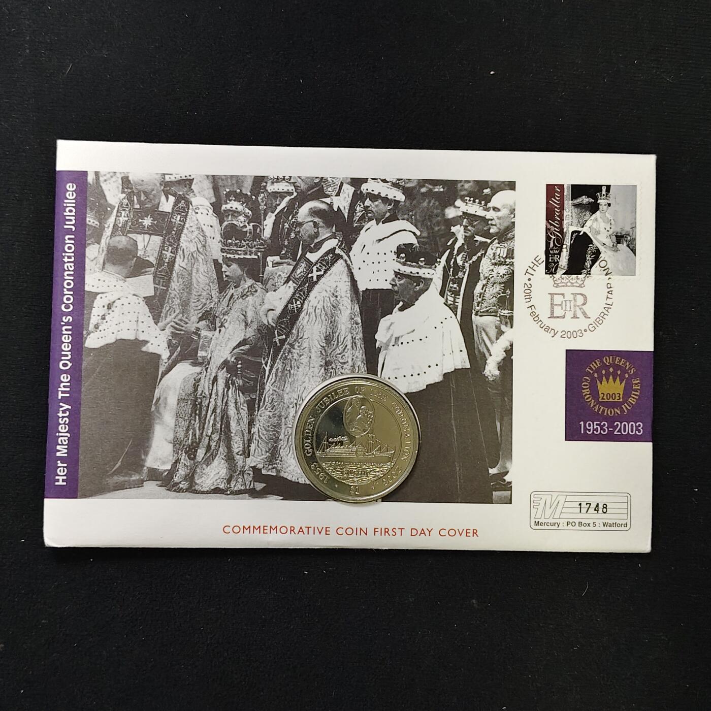 【全场包邮】纯粹捡漏拍485场（免费代拍第22场） 【邮币封】英属维尔京群岛2003年1元女王加冕五十周年克朗型纪念币邮币封