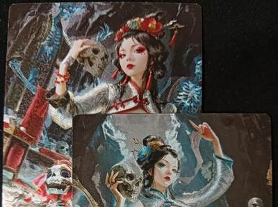 花开卡拍第53期（12月28号周日截拍，品控勿拍!!!拍品不寄存，运费5元，自制卡难免瑕疵，可能存在轻微撞角爆边等出厂瑕疵，品控介意勿拍！） - 奇点卡牌 澜釉子灵魅仙踪 白晶晶原色+异画原色一对