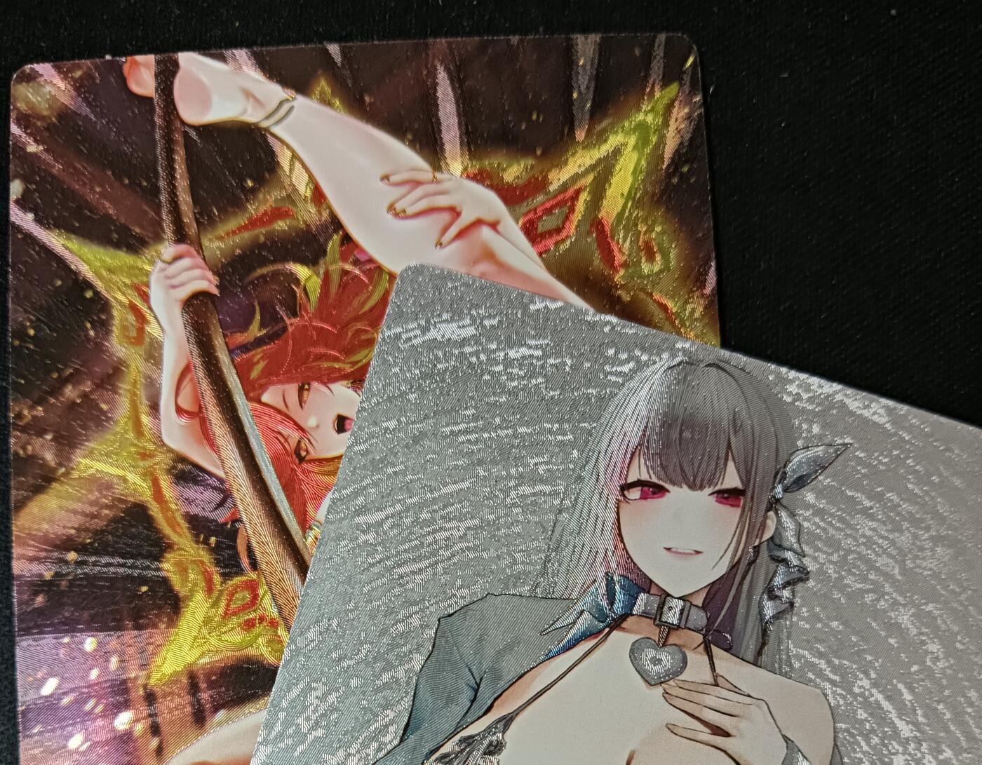 花开卡拍第53期（12月28号周日截拍，品控勿拍!!!拍品不寄存，运费5元，自制卡难免瑕疵，可能存在轻微撞角爆边等出厂瑕疵，品控介意勿拍！） 奇点卡牌 盲包卡 粗闪 好看少女一对