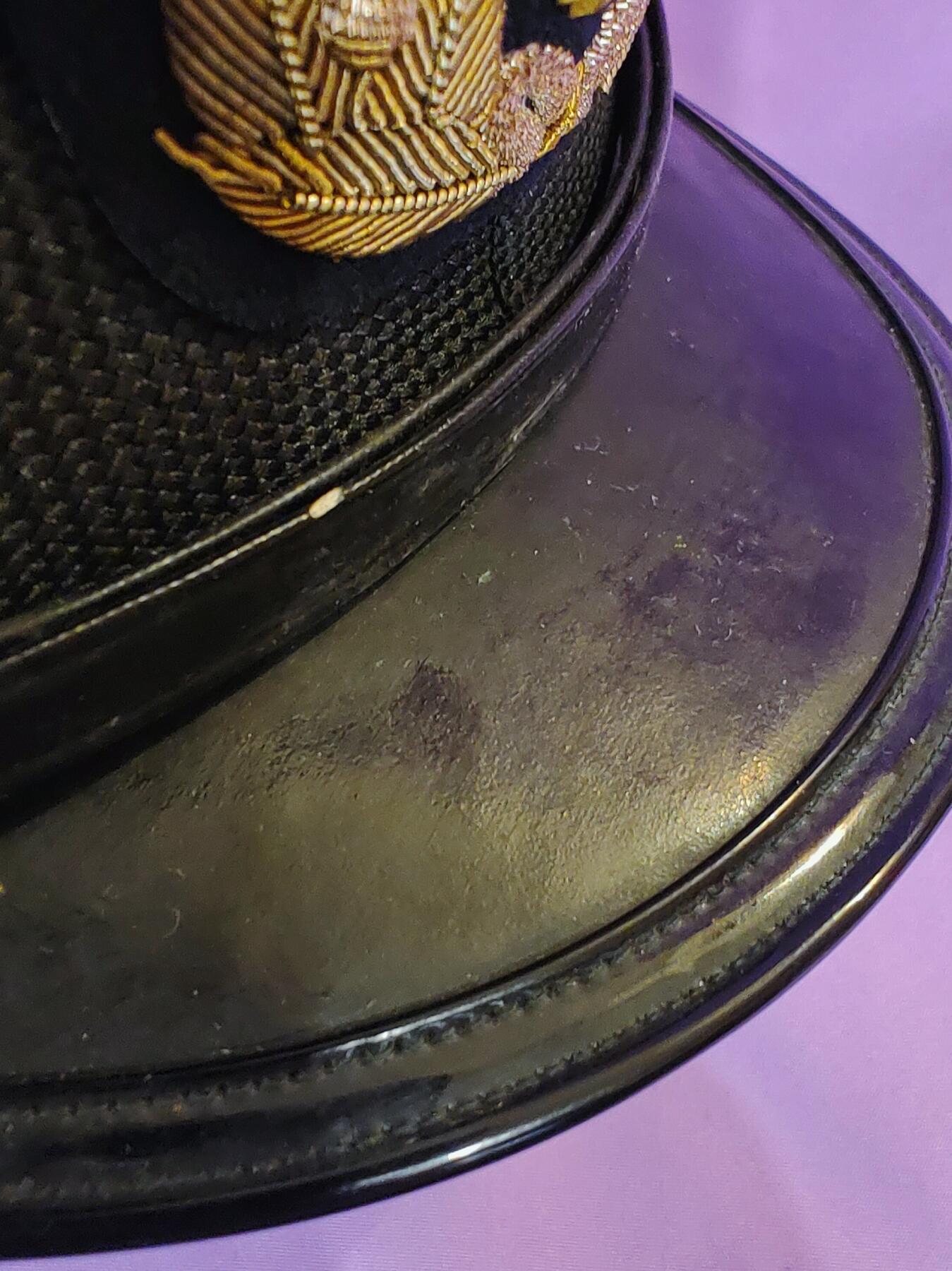 昭和时期1956年成田消防团毛呢大檐帽 大盖帽 手工金绡锈鎏金大帽徽 印度丝工艺