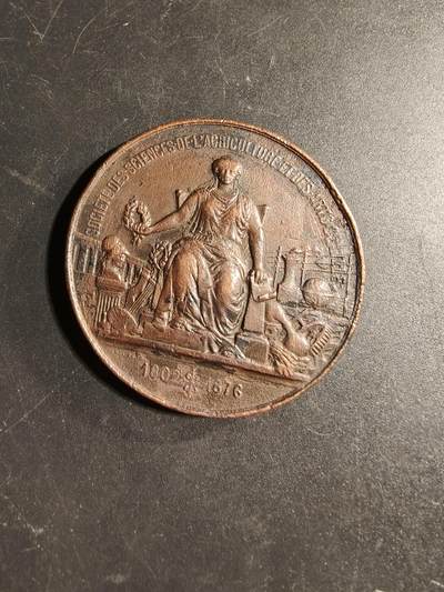 老王徽章第169期 - 法国里尔科学、农业与艺术协会大铜章     直径50mm.    重量62.4g