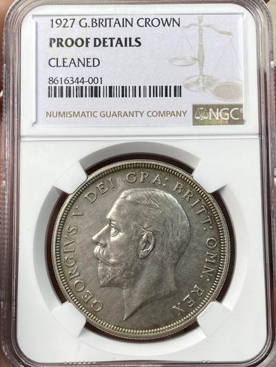 万国钱币拍卖第057期（万国冬季大拍） - NGC PFD 1927年英国乔治五世花冠精制克朗 发行量仅15000枚 镜面精铸
