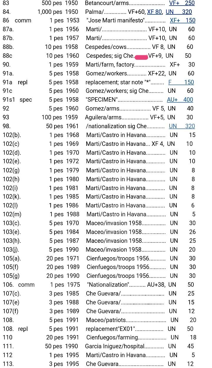 古巴1960年AA冠10比索靓品纸币
