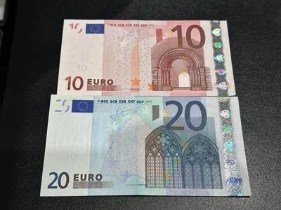 《外钞收藏家》第五百九十三期（精品场）（本平台长期征集拍品、欢迎藏友们联系合作） - 二签 德国版10和20欧元 AU品相