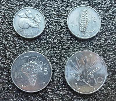 意大利硬币 1949年1/2/5/10里拉4枚套 - 意大利硬币 1949年1/2/5/10里拉4枚套