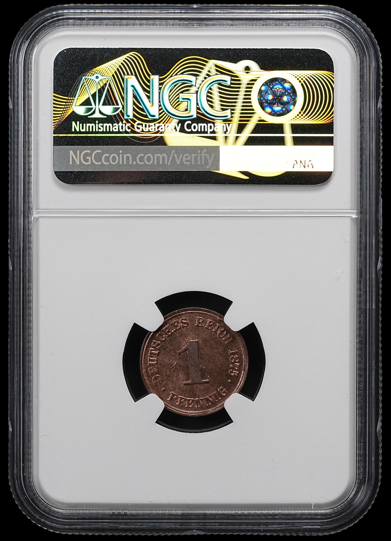 修遠堂世界钱币第九十七期 NGC MS63RB 1875年德国1芬尼铜币 A厂铭