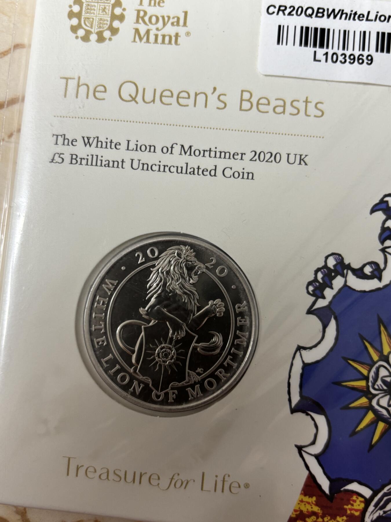 第185期拍卖 卡装英国2020年女王神兽系列白狮铜镍合金纪念币