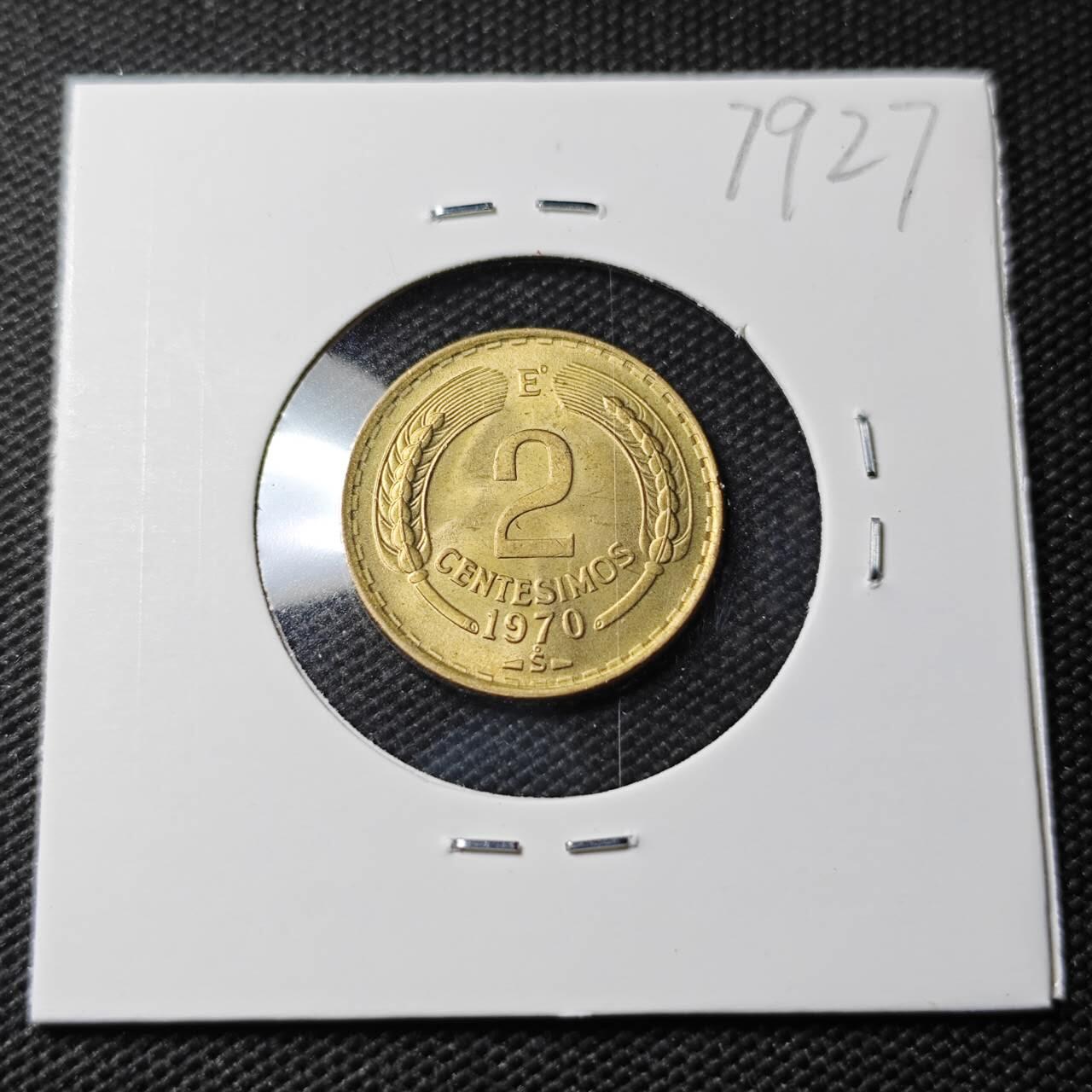 KK钱币收藏小铺 第379期  2月预留时间 周末发货  1970智利2分铜币 好品