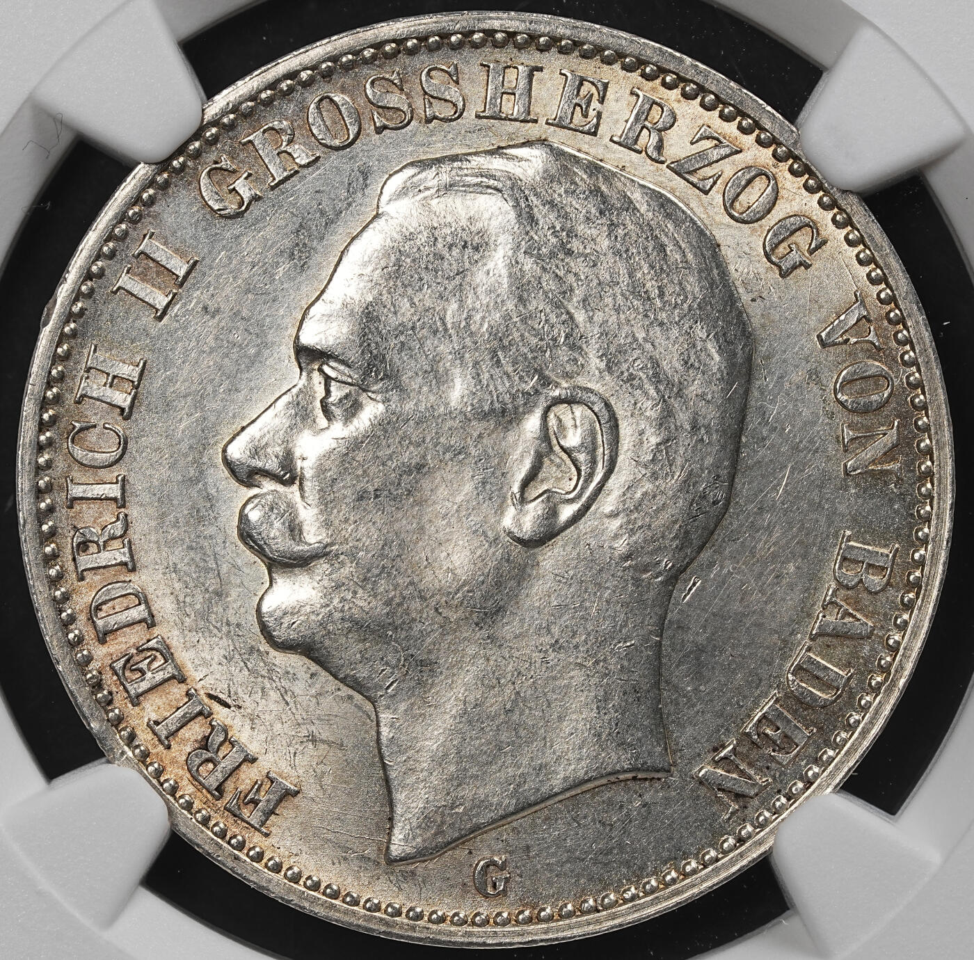 修遠堂世界钱币第九十七期 NGC MS62 1909年巴登3马克银币