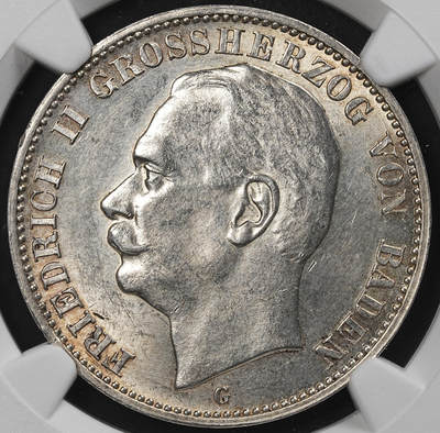 修遠堂世界钱币第九十七期 - NGC MS62 1909年巴登3马克银币